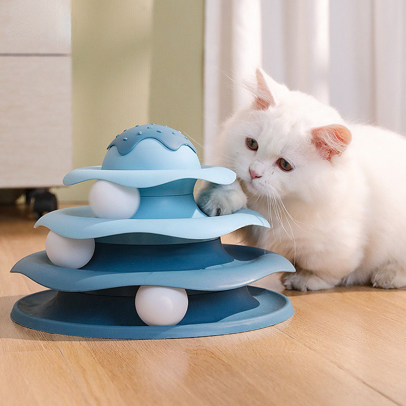 Cat Tunnel Toy - Ball Spinning ของเล่นแมวหมุนสไลด์ของเล่นแมวสุนัขและแมวสัตว์เลี้ยง Interactive ของเล่นแมว Ball