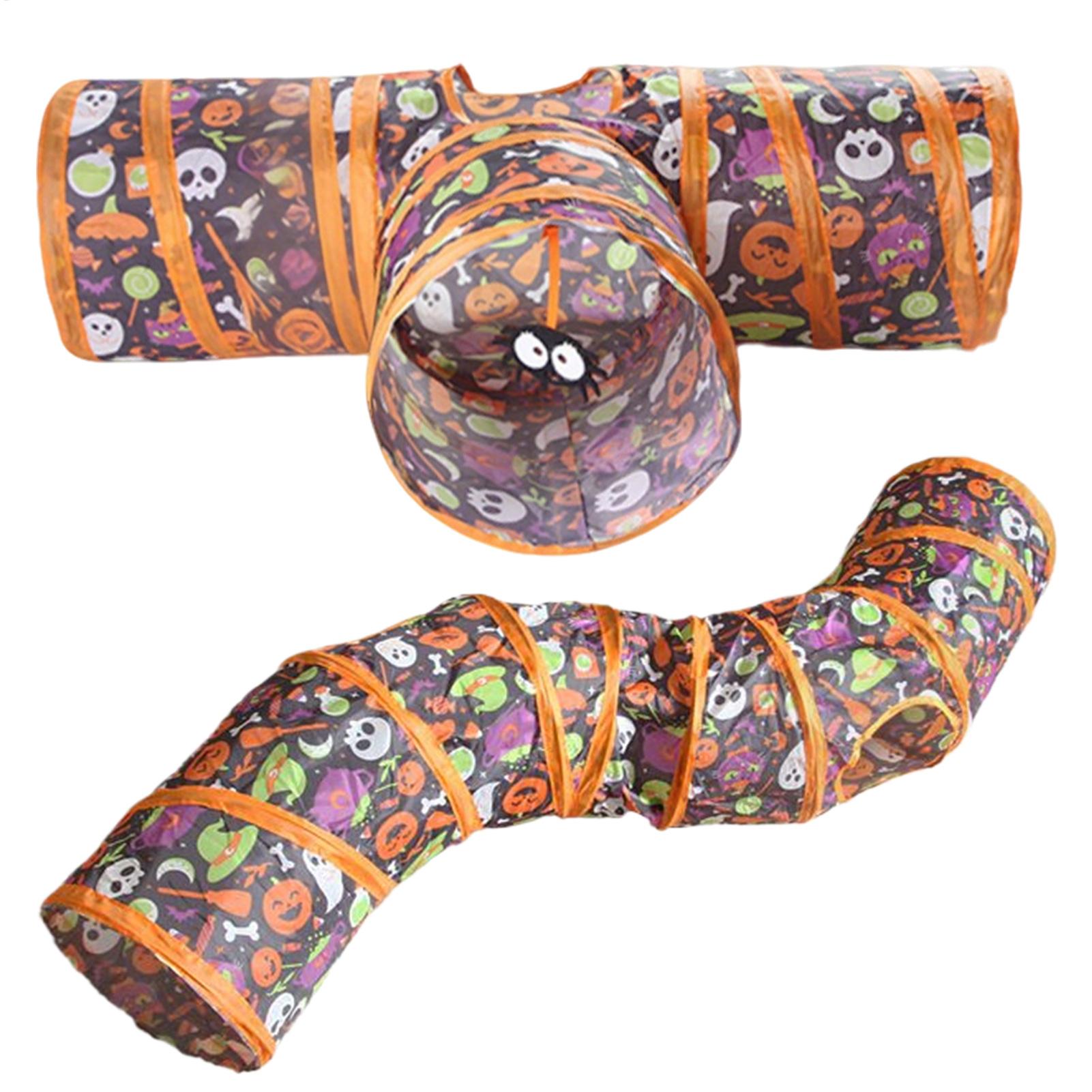 Cat Tunnel Toy - อุโมงค์แมวสำหรับฮาโลวีน ของเล่นแบบพับได้ ที่นอนหลบซ่อนสำหรับลูกแมว ลูกสุนัข กระต่าย หนูเฟอเร็ต