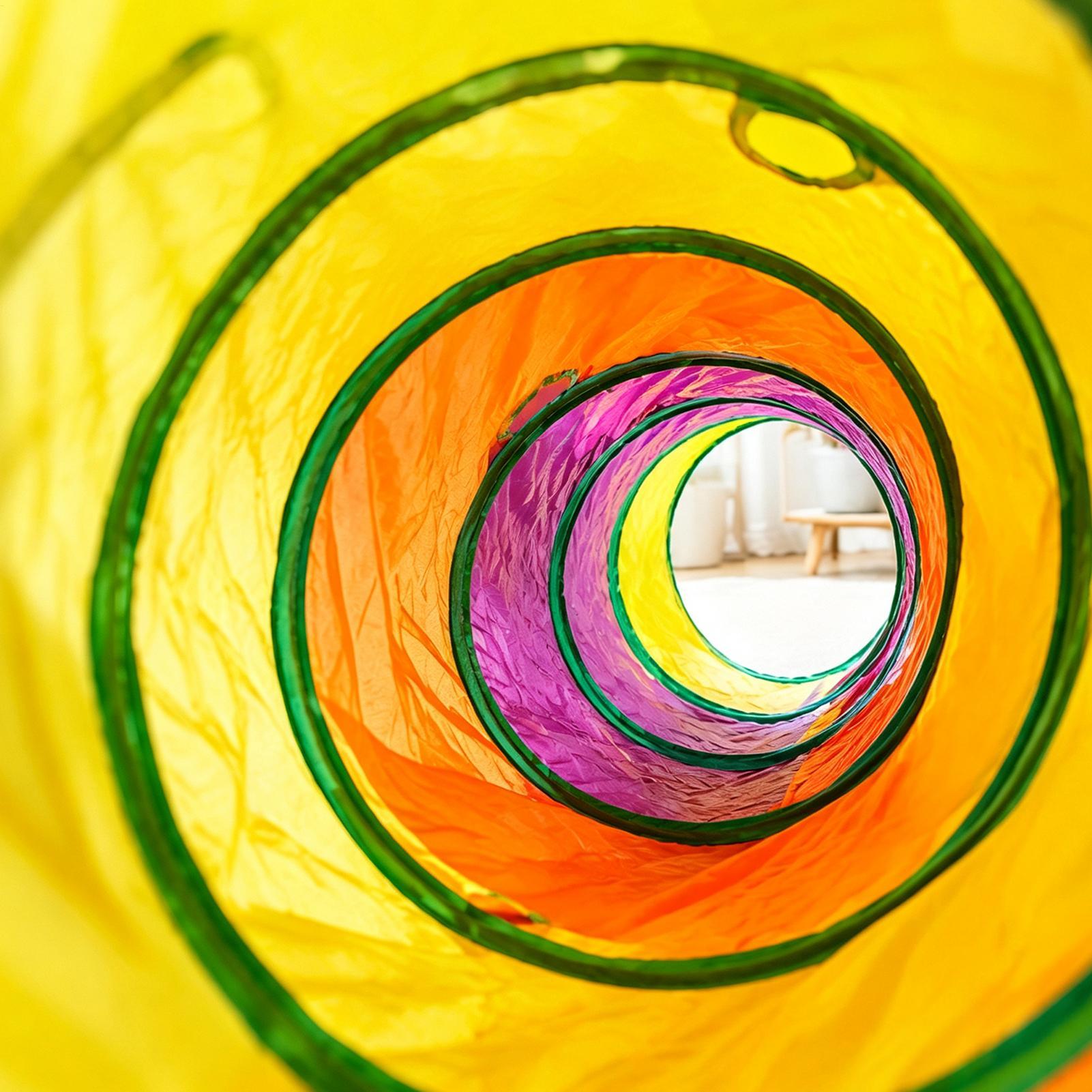 Cat Tunnel Toy - อุโมงค์แมวสีรุ้ง ของเล่นตกแต่งเพื่อความบันเทิงแบบอินเทอร์แอคทีฟสำหรับสัตว์เลี้ยง อุโมงค์เล่นสำหรับลูกสุนัขและกระต่าย เหมาะสำหรับห้องนั่งเล่น อพาร์ตเมนต์ สนามหลังบ้าน