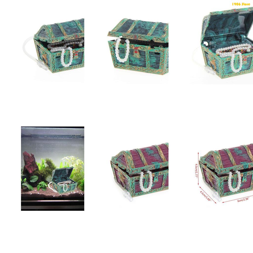 Pet X Supplies & Tack Photos - U1JB Aquarium ตกแต่งเรซิ่นสมบัติกล่องอุปกรณ์เสริมขนาดเล็กที่มีสีสันเหมาะสำหรับถังปลาทุกชนิด
