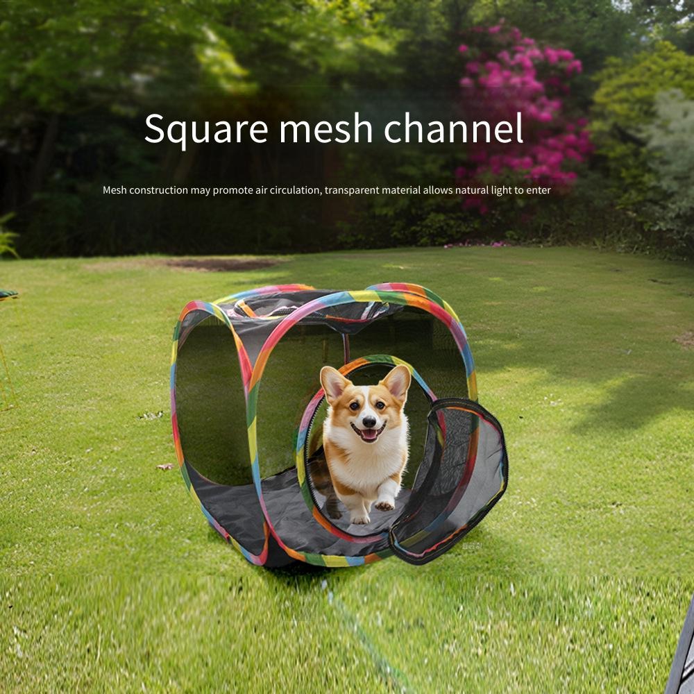 Cat Tunnel Toy - อุโมงค์แมวตาข่ายสำหรับกลางแจ้ง พับเก็บได้ เต็นท์แมวสำหรับฤดูร้อน ช่องเล่นของเล่นแมว อุโมงค์สำหรับสัตว์เลี้ยง