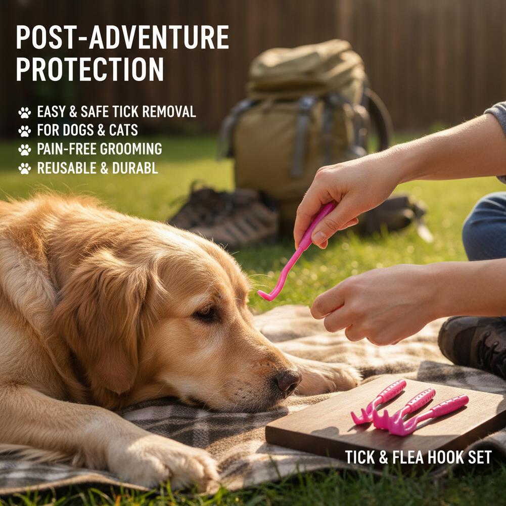 Pet Supplies First - ชุดอุปกรณ์กำจัดเห็บหมัดสำหรับสัตว์เลี้ยงแบบมืออาชีพ 3 ชิ้น พร้อมที่หนีบกำจัดไร ใช้งานได้จริงสำหรับการดูแลสุนัขและการปฐมพยาบาล