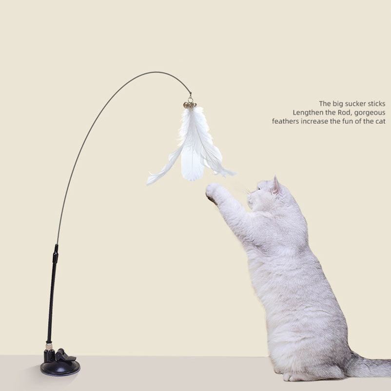 Pet Supplies In Amazon - ไม้ล่อลวงแมวแบบดูดสุญญากาศรุ่นใหม่ แรงดูดสูง พร้อมกระดิ่ง ด้ามยาวแบบถอดได้ ของเล่นแมวแบบเล่นเองได้ ของใช้สำหรับสัตว์เลี้ยงจาก