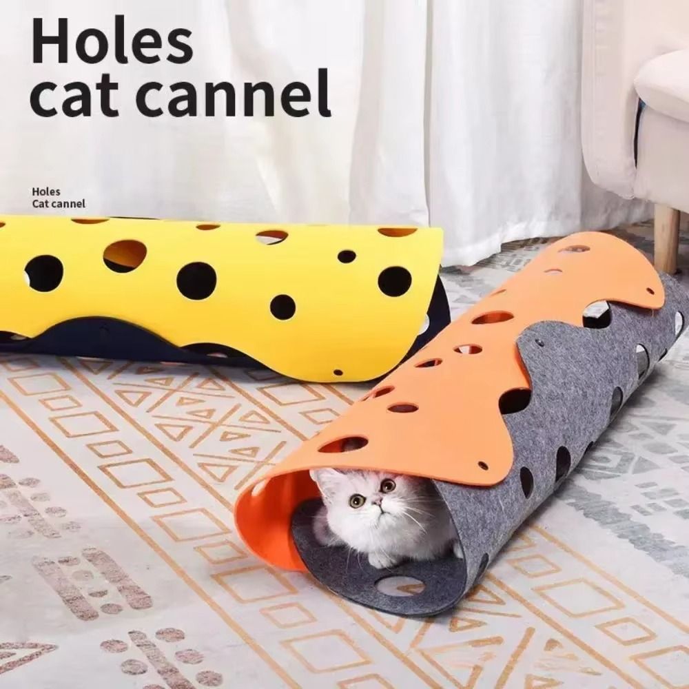 Cat Tunnel Toy - อุโมงค์แมวพับได้ ทนทาน ทำเองได้ หนาพิเศษ พร้อมรูสำหรับเล่นและเสื่อเล่นสำหรับแมวเพื่อการเล่นแบบอินเทอร์แอคทีฟ