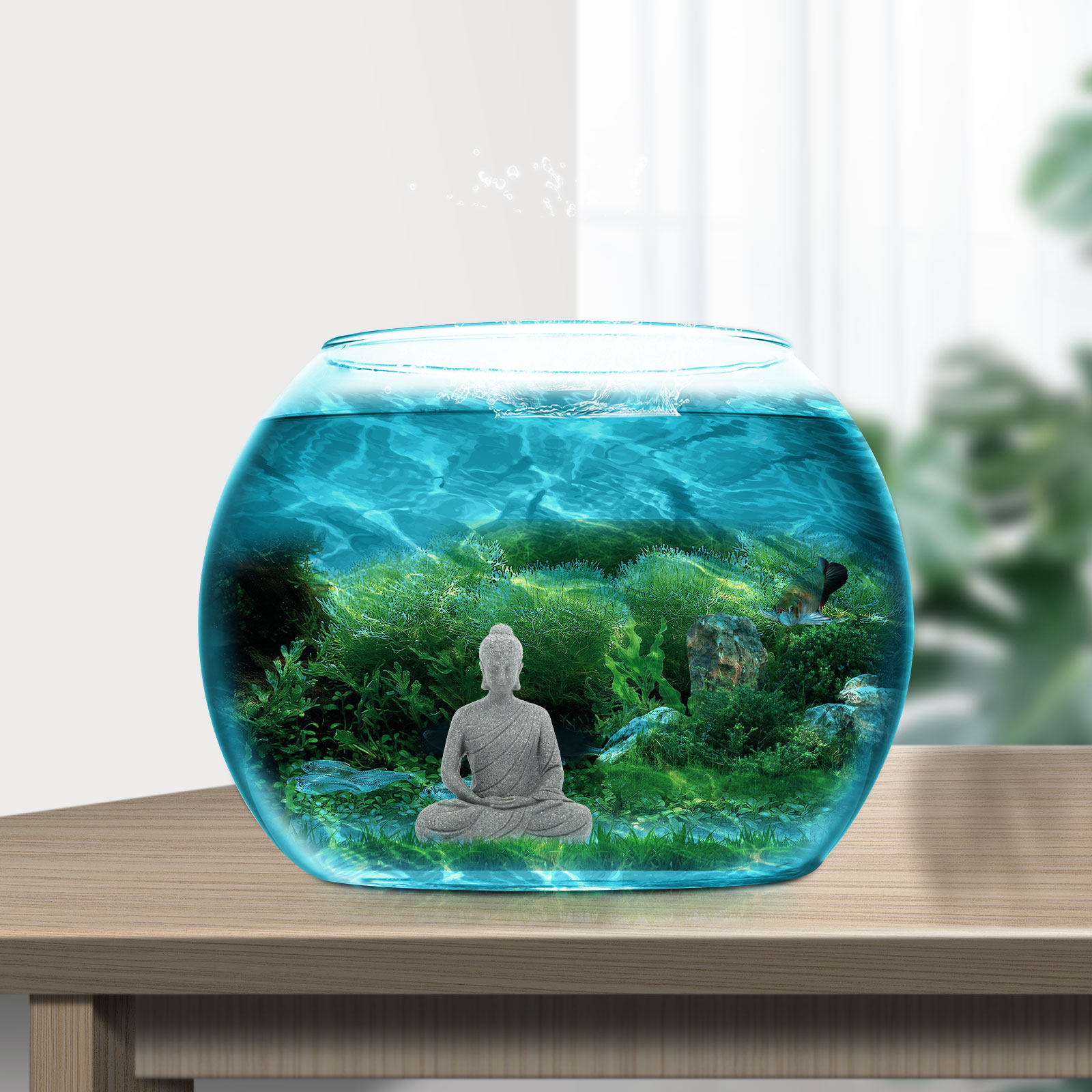 พระพุทธรูปขนาดเล็ก ทำจากเรซิ่น - Aquarium Fish Tank บทวิจารณ์และราคา