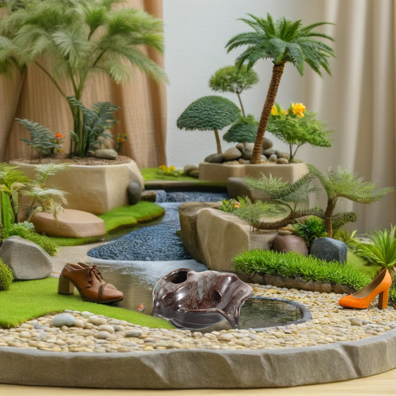 น้ำพุเซรามิกทรงกระบอก ดีไซน์น้ - Aquarium Fish Tank บทวิจารณ์และราคา